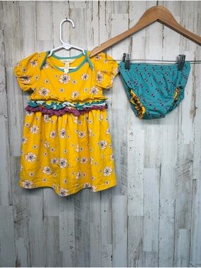 Matilda Jane Yellow Dress with Flowers size 18-24mo With Bottoms